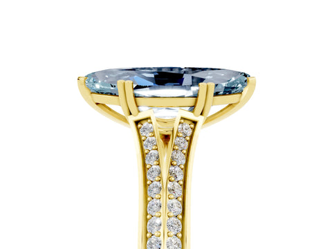 Yellow gold Marquise Cut Aquamarine Split Shank Engagement Ring with Pavé Band_5