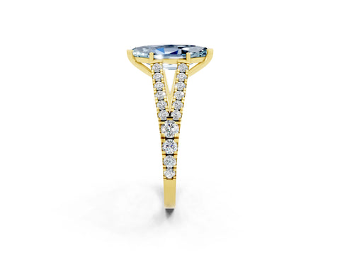 Yellow gold Marquise Cut Aquamarine Split Shank Pavé Engagement Ring with Four-Prong Setting_14