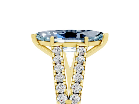 Yellow gold Marquise Cut Aquamarine Split Shank Pavé Engagement Ring with Four-Prong Setting_17