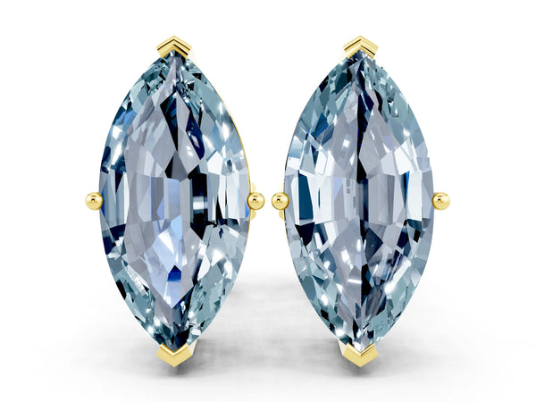 Yellow gold Marquise Cut Aquamarine Stud Earrings