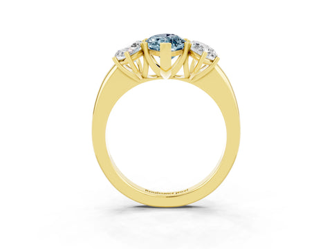 Yellow gold Marquise Cut Aquamarine Three-Stone Ring with Four-Prong Setting and Classic Band_3