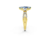 Yellow gold Marquise Cut Aquamarine Three-Stone Ring with Pavé Split Shank and Four-Prong Setting_14