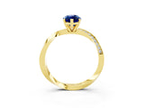 Yellow gold Marquise Cut Blue Sapphire Engagement Ring with Side Stone Accents and Four-Prong Setting_63