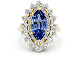 Yellow gold Marquise Cut Blue Sapphire Floral Double Halo Engagement Ring with Prong Setting_61