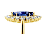Yellow gold Marquise Cut Blue Sapphire Floral Double Halo Engagement Ring with Prong Setting_66