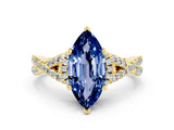 Yellow gold Marquise Cut Blue Sapphire  Halo Twist Band Solitaire Prong Setting Ring_42