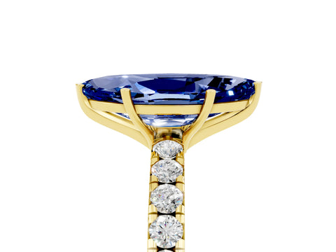 Yellow gold Marquise Cut Blue Sapphire Pavé Solitaire Engagement Ring with Four-Prong Setting_17