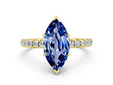 Yellow gold Marquise Cut Blue Sapphire Pave Band Solitaire Ring with Four-Prong Setting_24