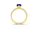 Yellow gold Marquise Cut Blue Sapphire Pave Band Solitaire Ring with Four-Prong Setting_27
