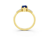 Yellow gold Marquise Cut Blue Sapphire Ring with Side Stones and Four-Prong Setting_39