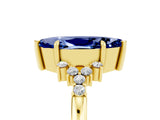 Yellow gold Marquise Cut Blue Sapphire Ring with Side Stones and Four-Prong Setting_41