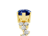 Yellow gold Marquise Cut Blue Sapphire Scattered Round Accent Ring with Prong Setting_17