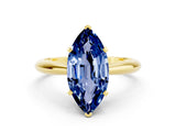 Yellow gold Marquise Cut Blue Sapphire Solitaire Engagement Ring with Cathedral Setting and Four-Prong Mount_24