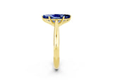 Yellow gold Marquise Cut Blue Sapphire Solitaire Engagement Ring with Cathedral Setting and Four-Prong Mount_26