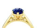 Yellow gold Marquise Cut Blue Sapphire Solitaire Engagement Ring with Cathedral Setting and Four-Prong Mount_28