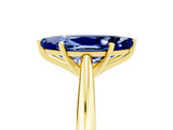 Yellow gold Marquise Cut Blue Sapphire Solitaire Engagement Ring with Cathedral Setting and Four-Prong Mount_29