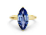 Yellow gold Marquise Cut Blue Sapphire Solitaire Engagement Ring with Cathedral Setting and Four-Prong Mount_66