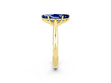 Yellow gold Marquise Cut Blue Sapphire Solitaire Engagement Ring with Cathedral Setting and Four-Prong Mount_68