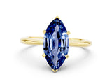 Yellow gold Marquise Cut Blue Sapphire Solitaire Engagement Ring with Classic Band and Four-Prong Setting_12