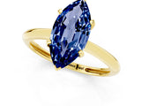 Yellow gold Marquise Cut Blue Sapphire Solitaire Engagement Ring with Classic Band and Four-Prong Setting_13