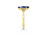 Yellow gold Marquise Cut Blue Sapphire Solitaire Engagement Ring with Classic Band and Four-Prong Setting_14