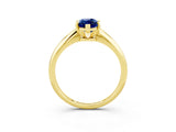 Yellow gold Marquise Cut Blue Sapphire Solitaire Engagement Ring with Classic Band and Four-Prong Setting_15