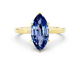 Yellow gold Marquise Cut Blue Sapphire Solitaire Engagement Ring with Classic Band and Four-Prong Setting_24