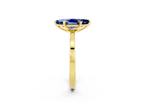 Yellow gold Marquise Cut Blue Sapphire Solitaire Engagement Ring with Classic Band and Four-Prong Setting_26