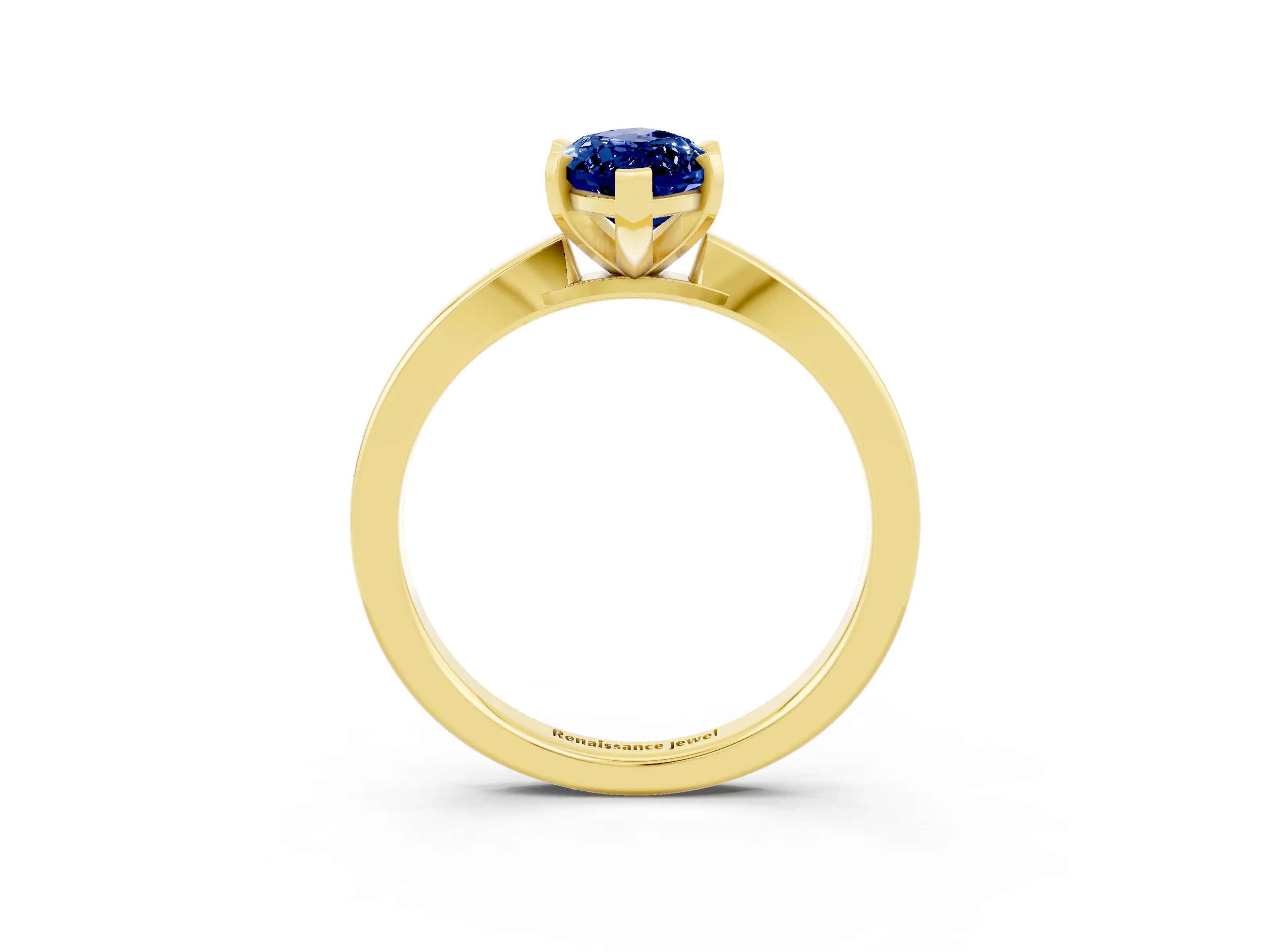 Yellow gold Marquise Cut Blue Sapphire Solitaire Engagement Ring with Classic Band and Four-Prong Setting_27
