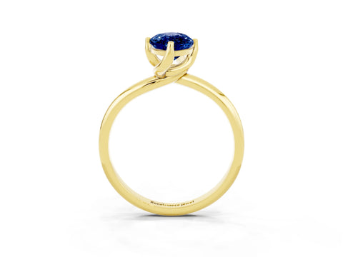 Yellow gold Marquise Cut Blue Sapphire Solitaire Engagement Ring with Four-Prong Setting and Classic Band_15