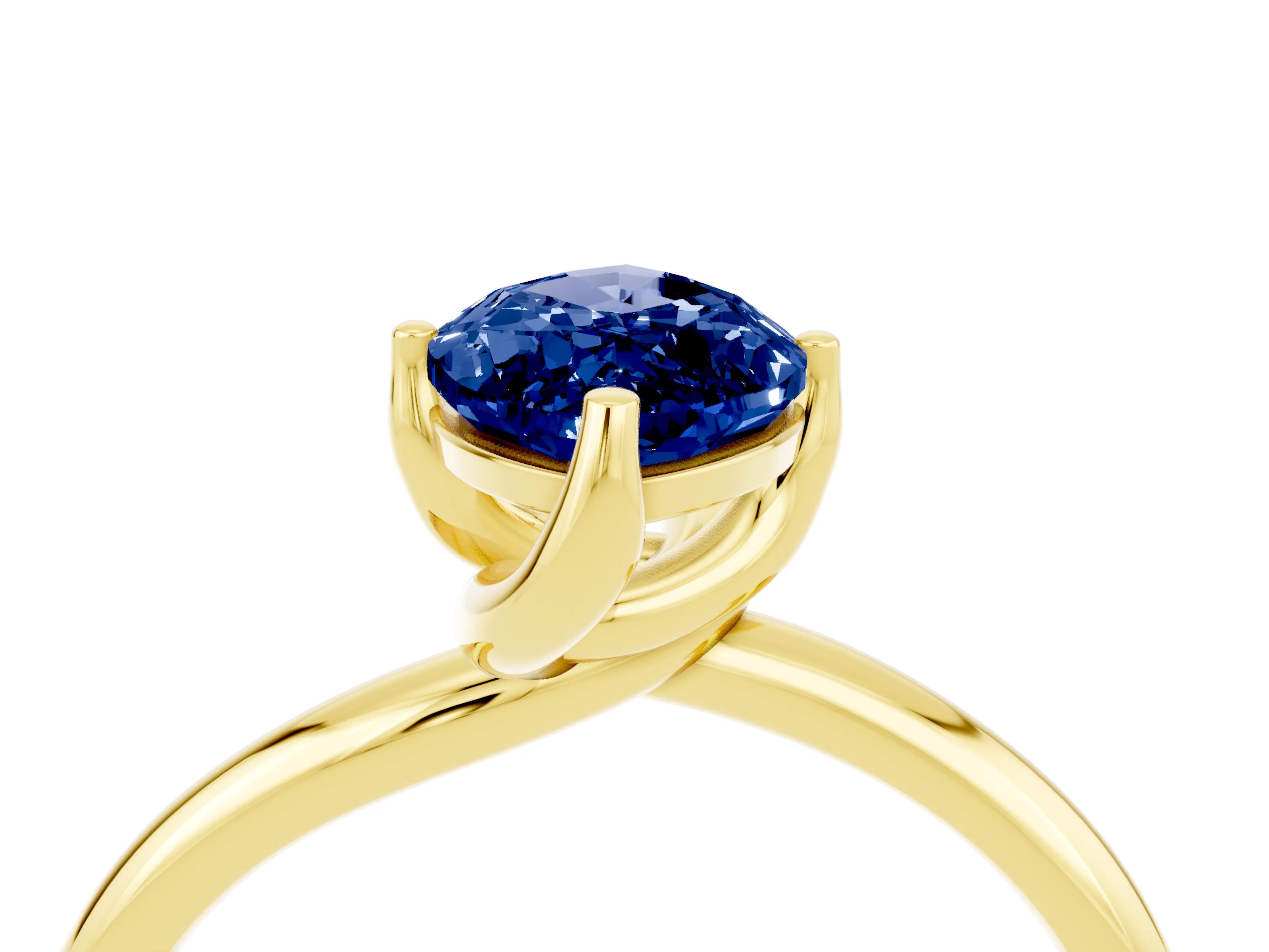 Yellow gold Marquise Cut Blue Sapphire Solitaire Engagement Ring with Four-Prong Setting and Classic Band_16