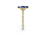 Yellow gold Marquise Cut Blue Sapphire Solitaire Engagement Ring with Pavé Band and Four-Prong Setting_2