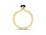 Yellow gold Marquise Cut Blue Sapphire Solitaire Engagement Ring with Pavé Band and Four-Prong Setting_3