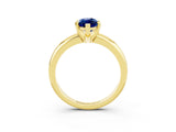 Yellow gold Marquise Cut Blue Sapphire Solitaire Engagement Ring with Round Band and Four-Prong Setting_3