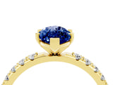 Yellow gold Marquise Cut Blue Sapphire Solitaire Pavé Band with Four-Prong Setting_4