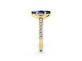 Yellow gold Marquise Cut Blue Sapphire Solitaire Pavé Engagement Ring with Round Band and Prong Setting_74