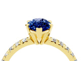 Yellow gold Marquise Cut Blue Sapphire Solitaire Pavé Engagement Ring with Round Band and Prong Setting_76