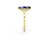 Yellow gold Marquise Cut Blue Sapphire Solitaire Ring with Flower Prong Setting and Classic Band_38