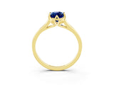 Yellow gold Marquise Cut Blue Sapphire Solitaire Ring with Flower Prong Setting and Classic Band_39