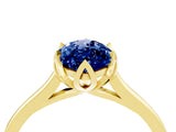Yellow gold Marquise Cut Blue Sapphire Solitaire Ring with Flower Prong Setting and Classic Band_40