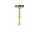 Yellow gold Marquise Cut Blue Sapphire Solitaire Ring with Pavé Band and Four-Prong Setting_26