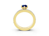 Yellow gold Marquise Cut Blue Sapphire Solitaire Ring with Pavé and Channel Set Band_3