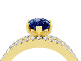 Yellow gold Marquise Cut Blue Sapphire Solitaire Ring with Pavé and Channel Set Band_4