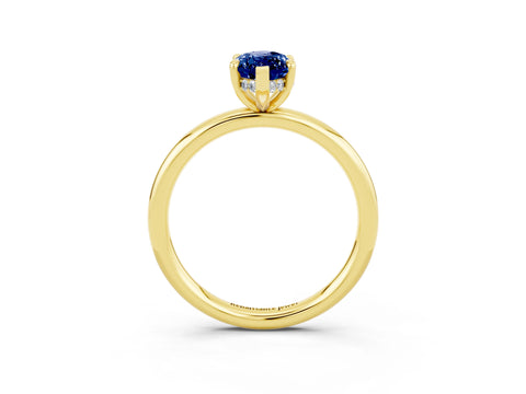 Yellow gold Marquise Cut Blue Sapphire Solitaire Ring with Thin Band and Four-Prong Setting_15