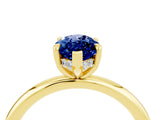 Yellow gold Marquise Cut Blue Sapphire Solitaire Ring with Thin Band and Four-Prong Setting_16