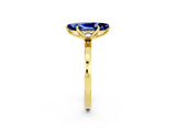 Yellow gold Marquise Cut Blue Sapphire Solitaire Ring with Thin Band and Prong Setting_26
