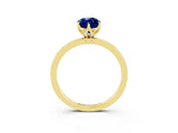 Yellow gold Marquise Cut Blue Sapphire Solitaire Ring with Thin Band and Prong Setting_27