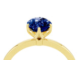 Yellow gold Marquise Cut Blue Sapphire Solitaire Ring with Thin Band and Prong Setting_28