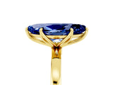 Yellow gold Marquise Cut Blue Sapphire Solitaire Ring with Thin Band and Prong Setting_29