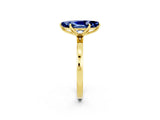 Yellow gold Marquise Cut Blue Sapphire Solitaire Ring with Thin Band and Prong Setting_38